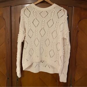 LOFT cream cable knit sweater with pretty pattern long sleeve Size small